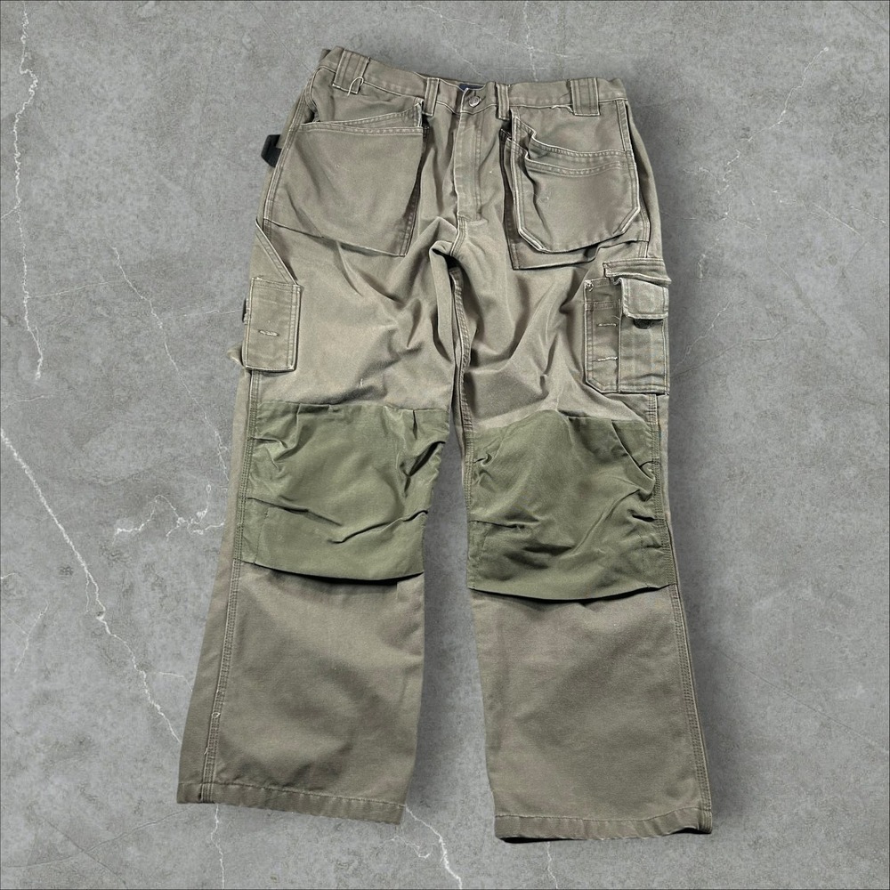 Blaklader Work Pants Mens 38x30 Olive Green Double Knee Utility Canvas Casual